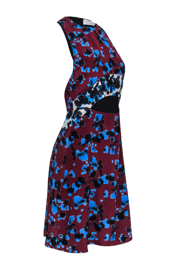 Current Boutique-Tanya Taylor - Maroon & Multi Color Print Cut Out Dress Sz 2