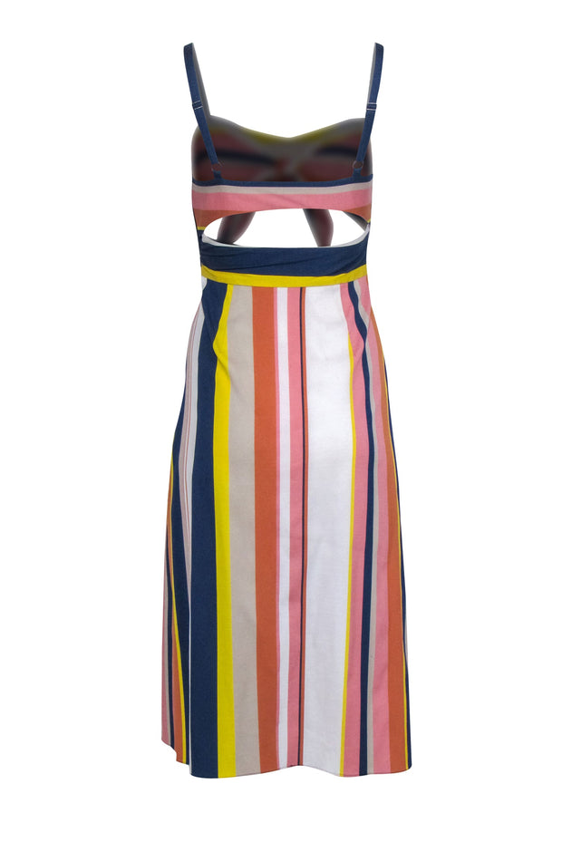 Current Boutique-Tanya Taylor - Navy Multicolored Striped Midi Dress Sz 0