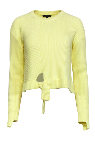 Current Boutique-The Range - Yellow Ribbed Knit Sweater w/ Knotted Hem Sz S