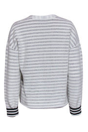 Current Boutique-Theory - White & Black Reverse Stripe V-Neckline Sweater Sz M