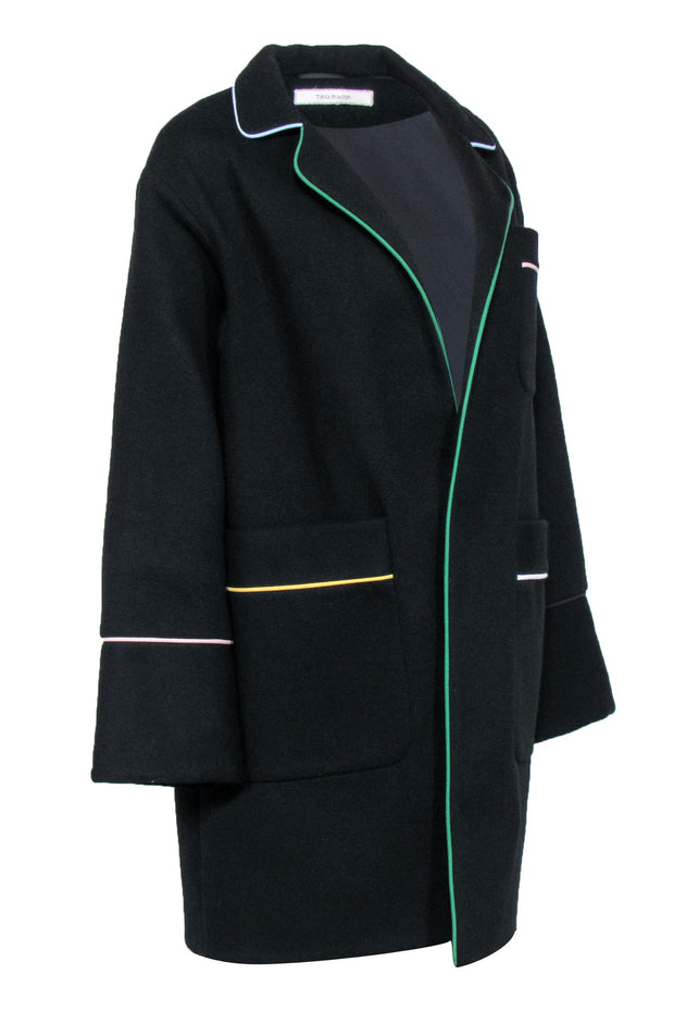 Current Boutique-Tiko Paksa - Black w/ Multi Color Trim Detail Coat Sz L