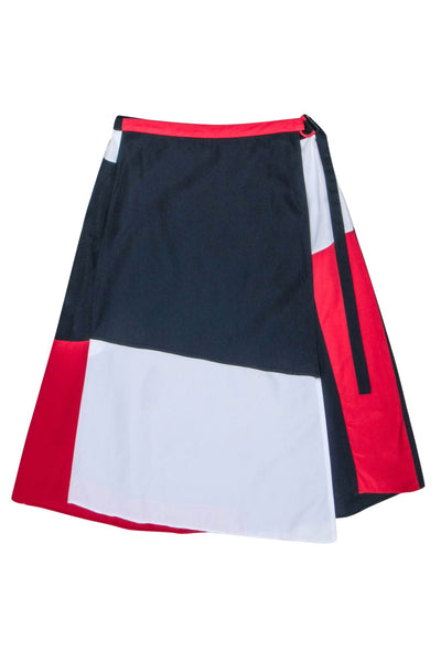 Current Boutique-Tommy Hilfiger - Navy, Red & White Color Blocked Wrap Skirt Sz 12
