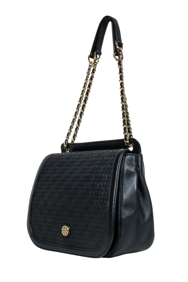Current Boutique-Tory Burch - Black Textured Front Large Crossbody Bag