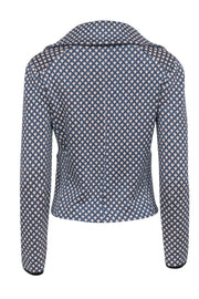 Current Boutique-Tory Burch - Blue Metallic and Beige Diamond Print Knit Blazer Sz S
