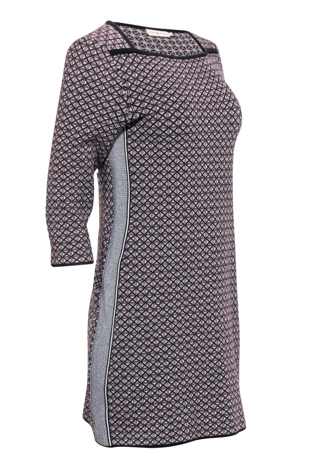 Current Boutique-Tory Burch - Brown & Black Diamond Knit Dress w/ Black Trim Sz S