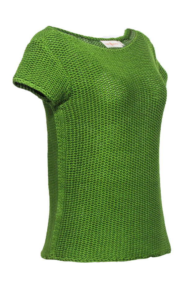 Current Boutique-Tory Burch - Green Short Sleeve Knitted Top Sz S