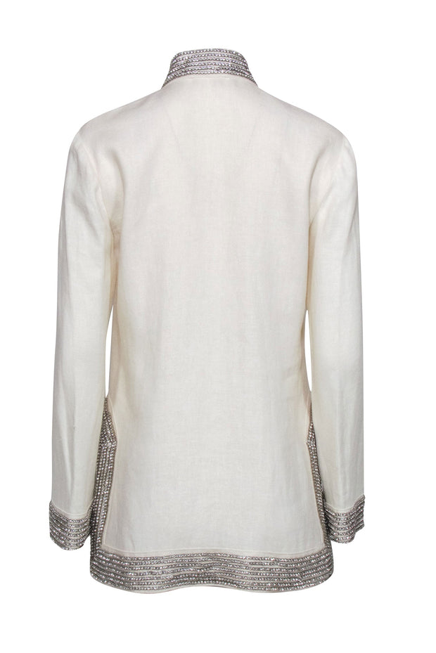 Current Boutique-Tory Burch - Ivory Linen Tunic w/ Rhinestone Embellishment Sz 4