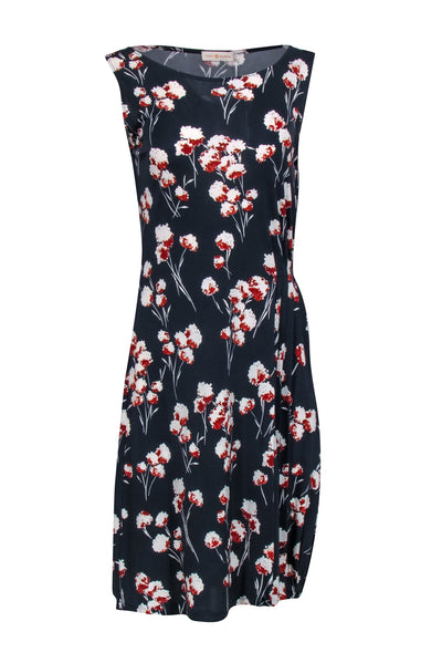 Current Boutique-Tory Burch - Navy Blue Sleeveless Dress w/ White & Red Floral Print Sz M