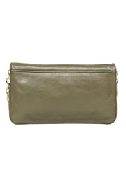 Current Boutique-Tory Burch - Olive Green Fold-Over Leather "Reva" Clutch