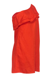Current Boutique-Tory Burch - Orange One Shoulder Ruffle Dress Sz S