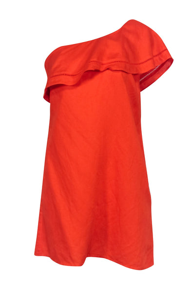 Current Boutique-Tory Burch - Orange One Shoulder Ruffle Dress Sz S
