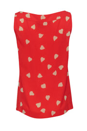 Current Boutique-Tory Burch - Red & Cream Heart Print Silk Tank w/ Tie Sz 8