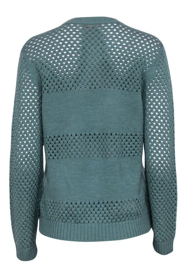 Current Boutique-Tory Burch - Sage Green Crochet Knit Sweater Sz M