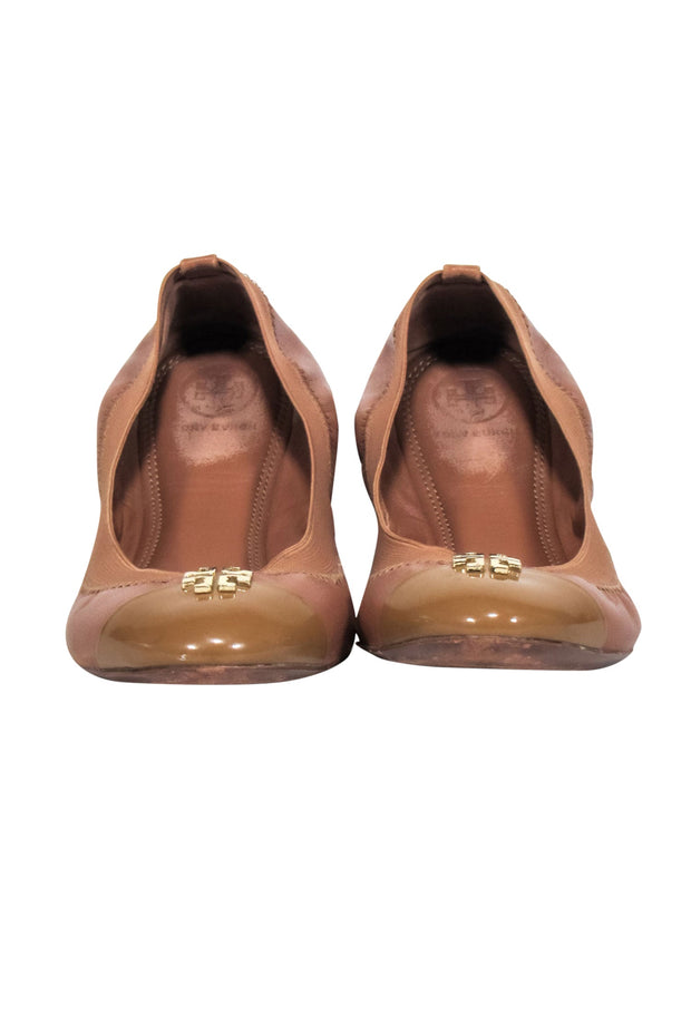 Current Boutique-Tory Burch - Tan Leather Cap Toe Ballet Flats Sz 9