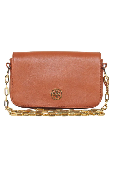 Current Boutique-Tory Burch - Tan Saffiano Leather Crossbody Bag