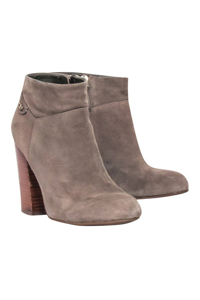Current Boutique-Tory Burch - Taupe Suede Heeled Booties Sz 8