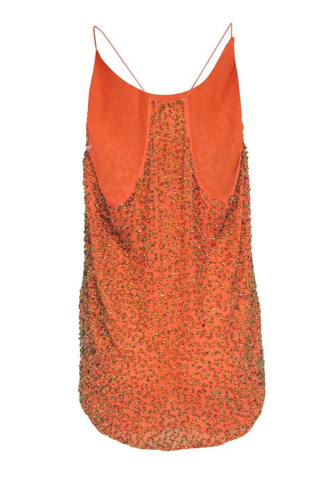 Current Boutique-Trina Turk - Orange Silk Beaded Sleeveless Top Sz XL