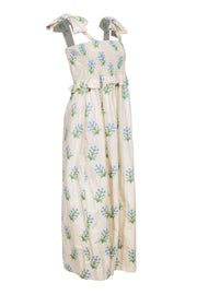 Current Boutique-Tuckernuck - Beige Maxi Dress w/ Green & Blue Embroidery Sz M