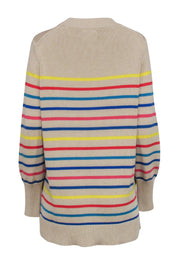 Current Boutique-Tuckernuck - Beige w/ Multi Color Stripe Print Sweater Sz M