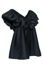Current Boutique-Tuckernuck - Black Puff Sleeve Bow Front Dress Sz S
