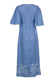 Current Boutique-Tuckernuck - Blue Maxi Dress w/ White Embroidery Sz XS