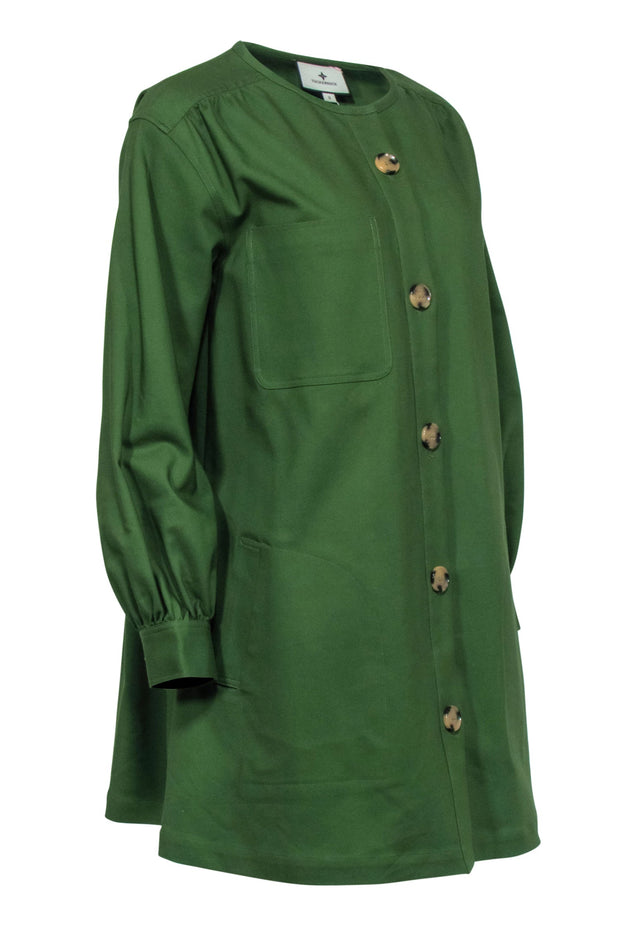 Current Boutique-Tuckernuck - Green Button Front Collarless Jacket Sz S