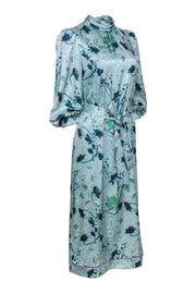 Current Boutique-Tuckernuck - Mint Blue w/ Purple Floral Print Formal Dress Sz S