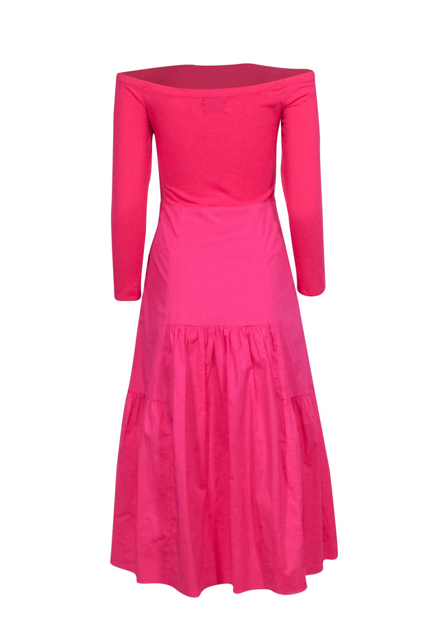 Current Boutique-Tuckernuck - Pink Marissa Midi Off Shoulder Dress Sz S