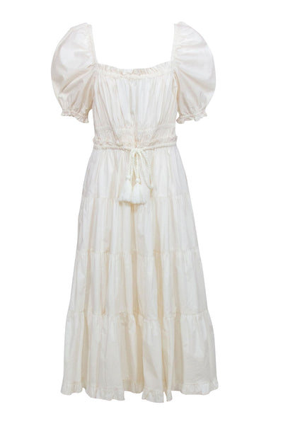 Current Boutique-Ulla Johnson - Ivory Poplin Puff Sleeve Maxi Dress Sz 12