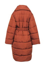 Current Boutique-Unreal Fur - Terracotta Orange "Dune" Belted Puffer Coat Sz M