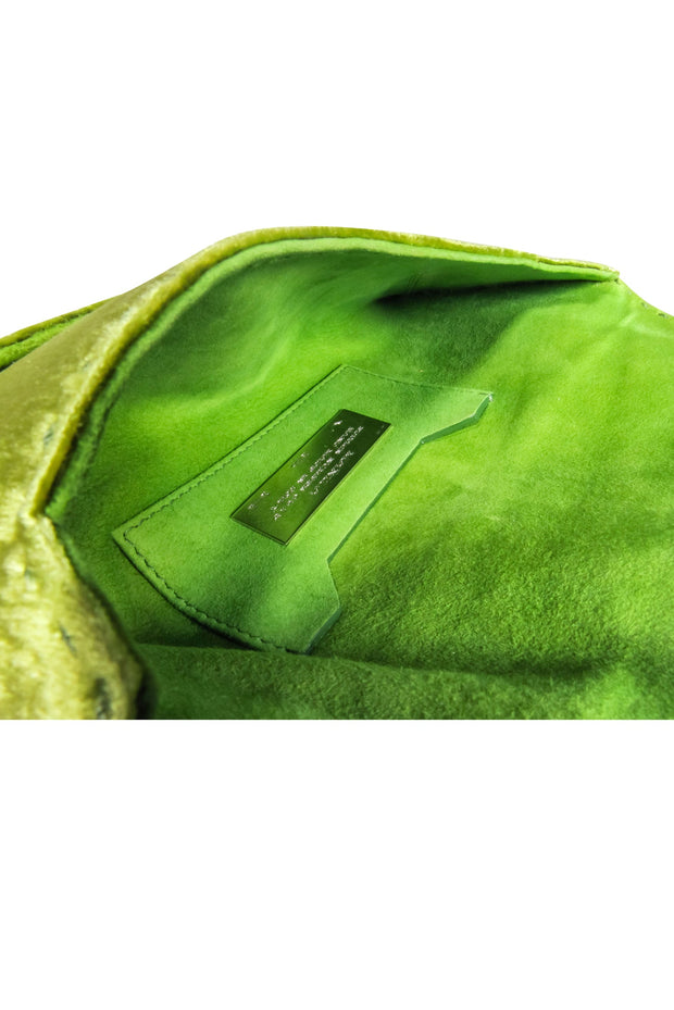 Current Boutique-VBH - Green Crushed Velvet Envelope Clutch