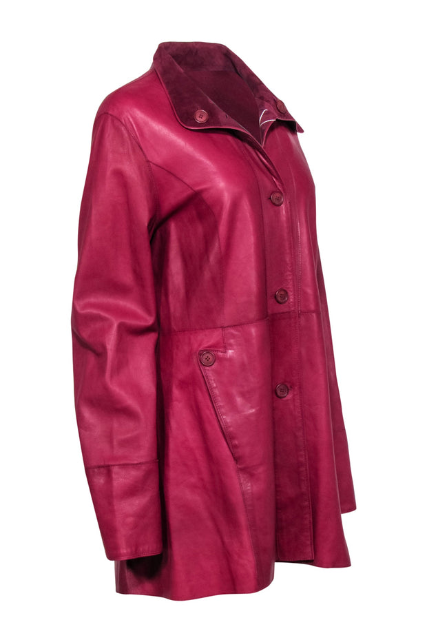 Current Boutique-Vera Pelle - Burgundy Reversible Leather & Suede Jacket Sz L