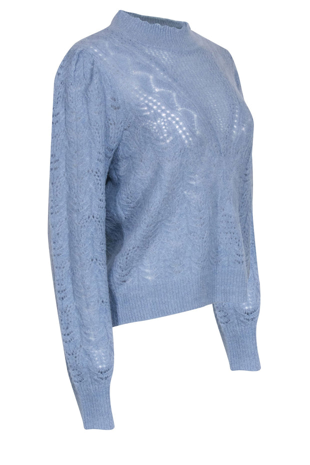 Current Boutique-Veronica Beard - Blue Mock Neck "Makani" Sweater Sz L