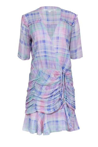 Current Boutique-Veronica Beard - Blue, Purple, Pink, & Green Plaid Silk Dress Sz 12