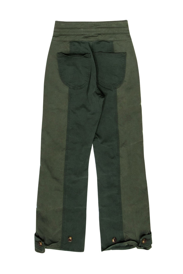 Current Boutique-Veronica Beard - Green Two-Tone Layered High-Waisted Pants Sz 00