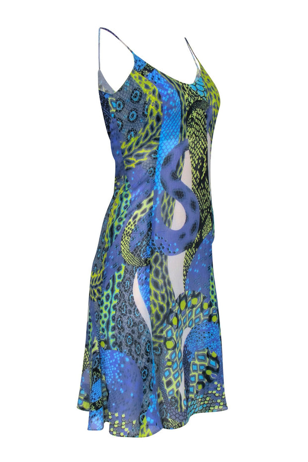 Current Boutique-Versace Jeans Couture - Blue & Green Python Print Sleeveless Dress Sz 4
