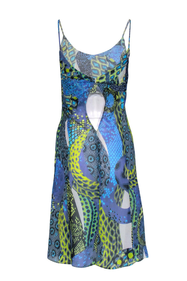 Current Boutique-Versace Jeans Couture - Blue & Green Python Print Sleeveless Dress Sz 4