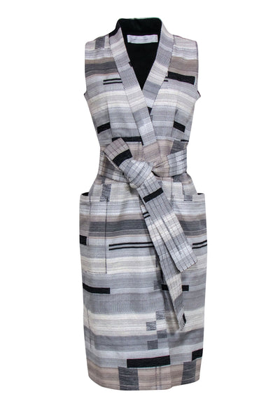 Current Boutique-Victoria Beckham - Black, Grey, & Beige Vest Style Dress Sz 8