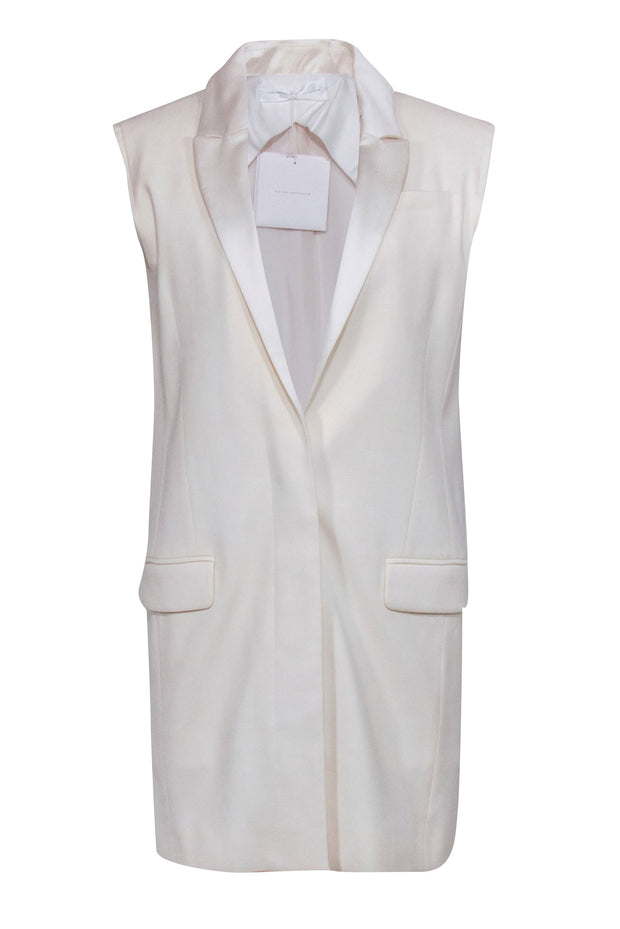 Current Boutique-Victoria Beckham - Ivory Frayed Hem Vest Dress Sz 8