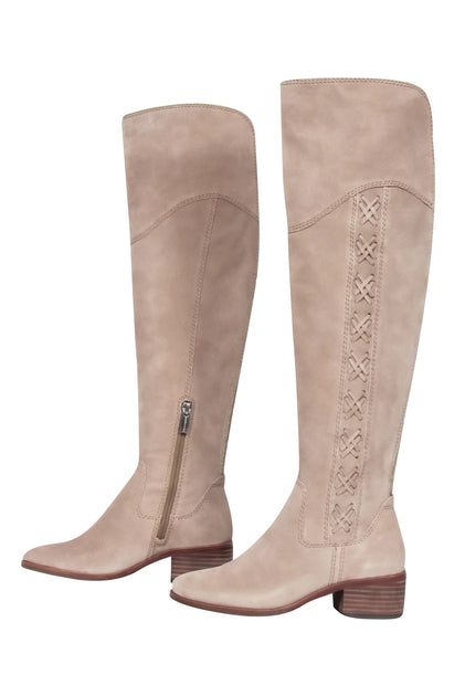 Vince Camuto - Taupe Suede Tall Boot Sz 4.5 – Current Boutique