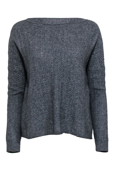 Current Boutique-Vince - Grey Wool Blend Cable Knit Sweater Sz M