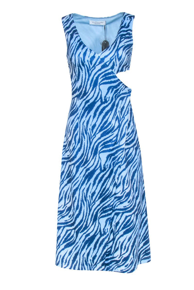 Current Boutique-Vivienne Hu - Blue Zebra Sleeveless Side Cut Out Dress Sz 2