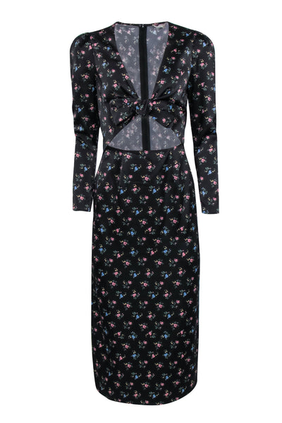 Current Boutique-Wayf - Black w/ Dainty Pink Floral Print Middle Cut-Out Dress Sz XS