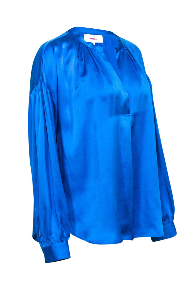 Current Boutique-Xirena - Blue "Mayson" Silk Long Sleeve Blouse Sz M