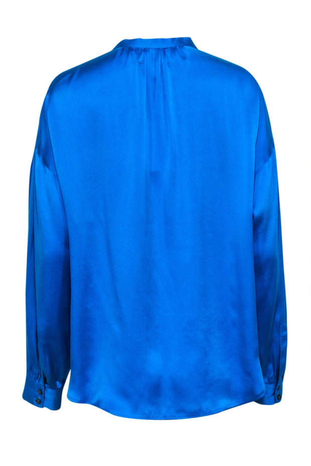 Current Boutique-Xirena - Blue "Mayson" Silk Long Sleeve Blouse Sz M