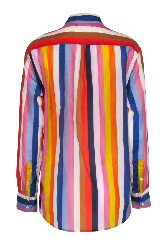 Current Boutique-Xirena - Blue & Multicolor Stripe Button Front Shirt Sz S