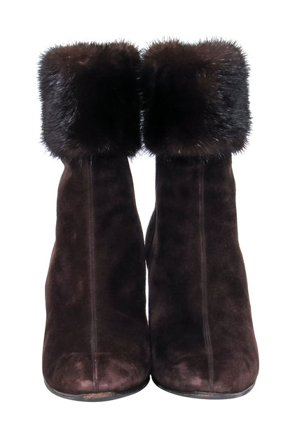 YVES SAINT LAURENT Suede Fur store Trim Boots EU41 US 11