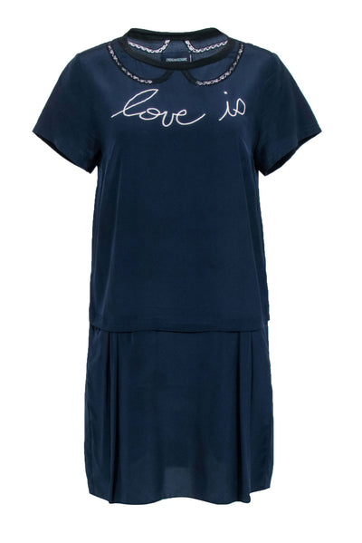Current Boutique-Zadig & Voltaire - Navy Short-Sleeve Dress w/ Embroidery Sz S