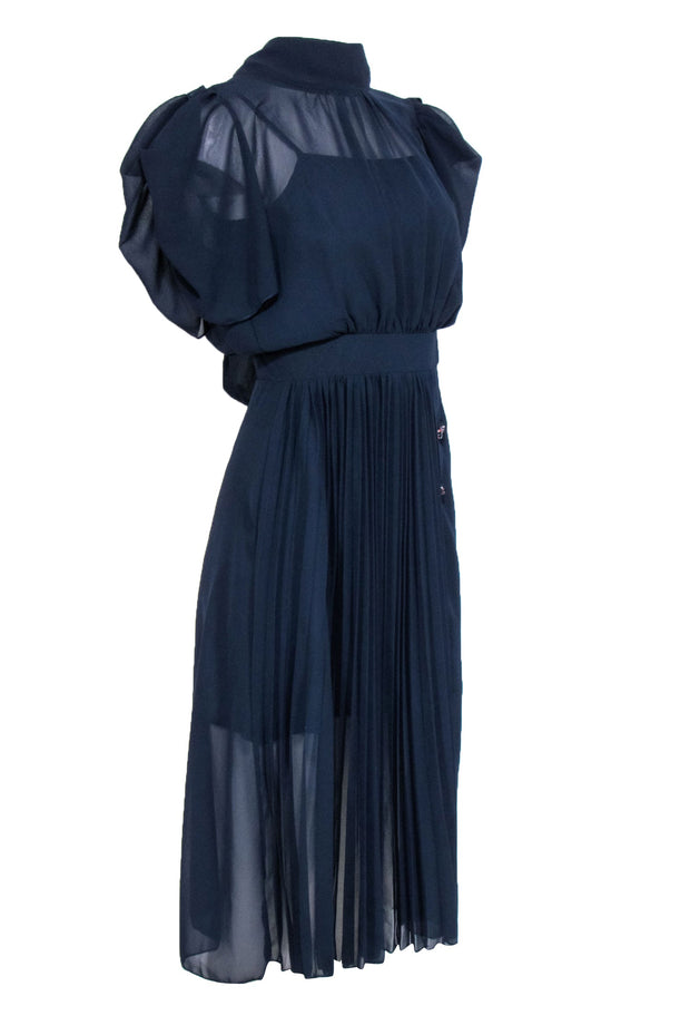 Current Boutique-Zalinah White - Navy Blue Short Sleeve Dress Sz S