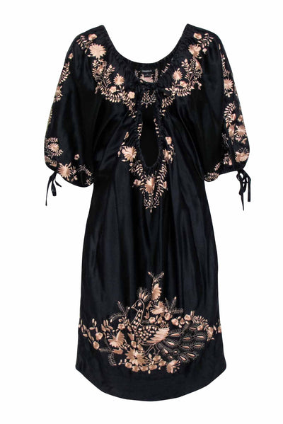 Current Boutique-Zimmermann - Black Embroidered Oversized Shift Dress Sz 10